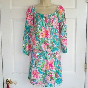 Lilly Pulizer romper Lilly of the Jungle in pink green blue